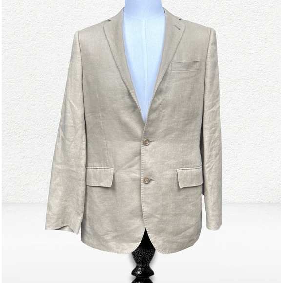 J.Crew Baird Mcnutt Irish Linen Ludlow Blazer 36R Beige 2 Button Sport Coat